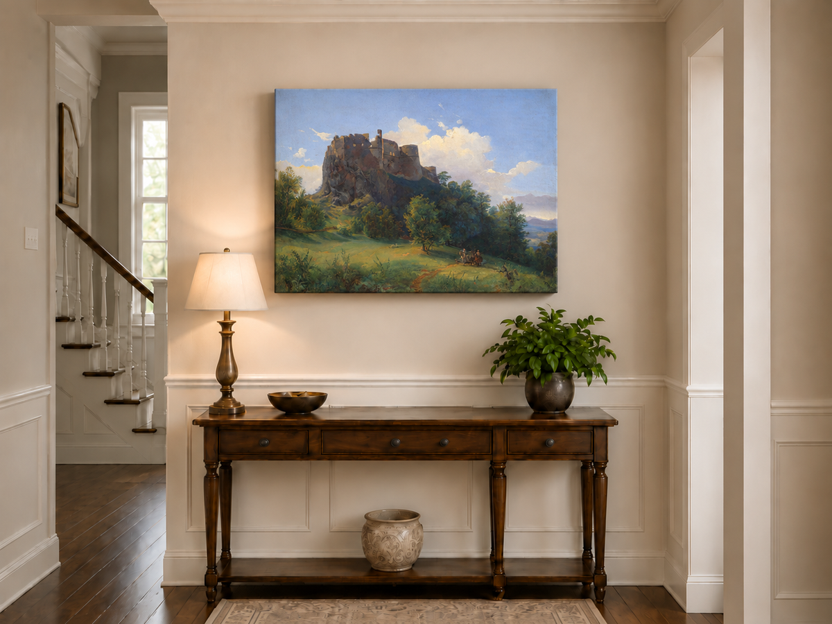 Landscape Oil Painting - Castle Ruin on Rocky Hill