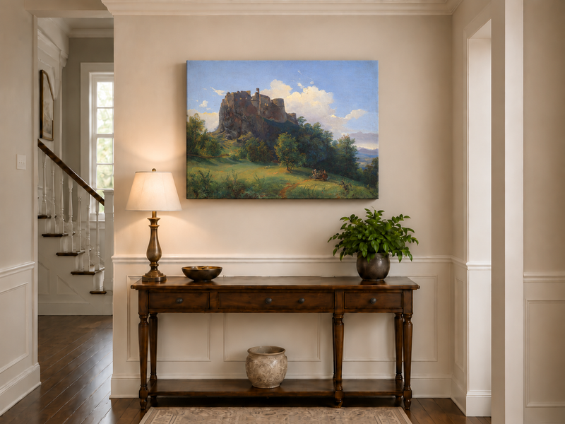 Landscape Oil Painting - Castle Ruin on Rocky Hill