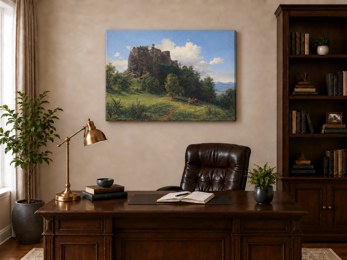 Landscape Oil Painting - Castle Ruin on Rocky Hill