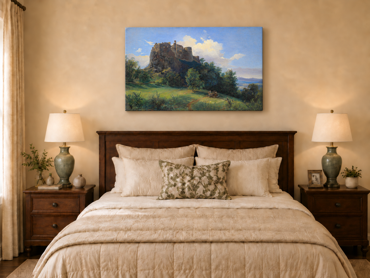 Landscape Oil Painting - Castle Ruin on Rocky Hill