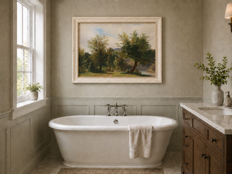 Peinture à l'huile de paysage - Peinture à l'huile de paysage - Sentier au bord de la rivière