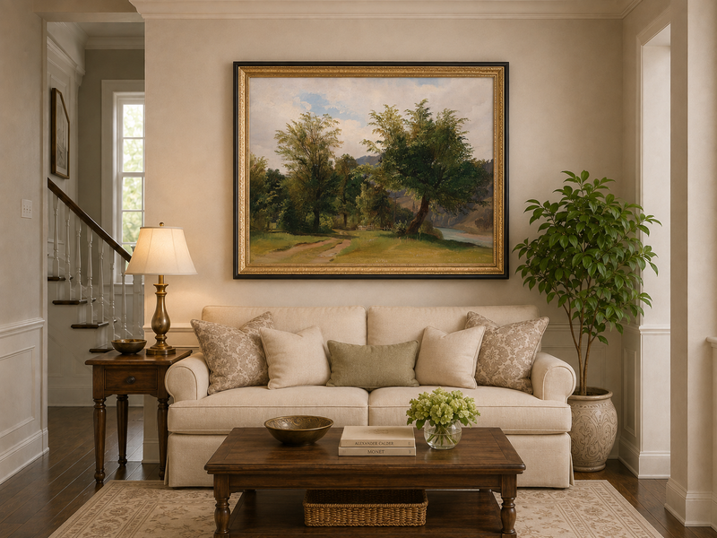 Peinture à l'huile de paysage - Peinture à l'huile de paysage - Sentier au bord de la rivière