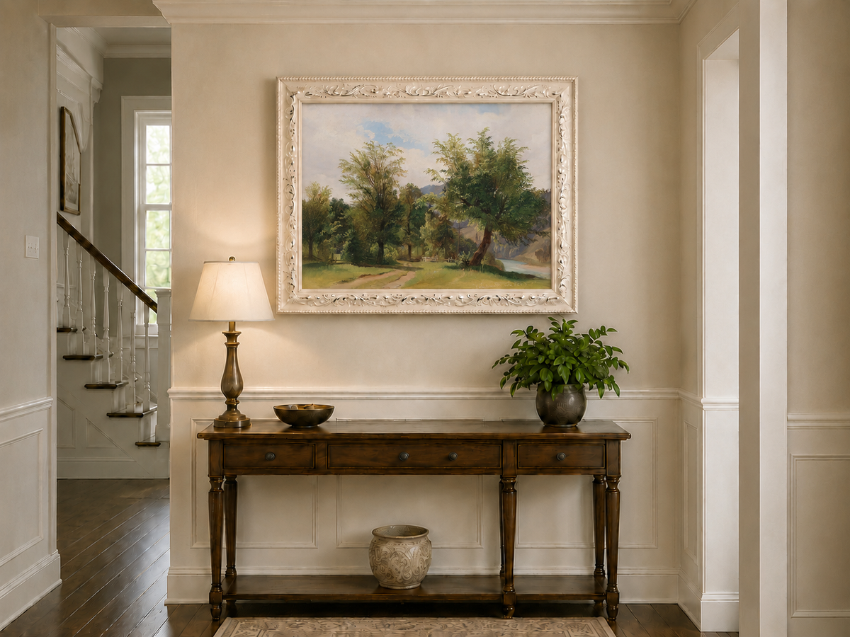 Peinture à l'huile de paysage - Peinture à l'huile de paysage - Sentier au bord de la rivière