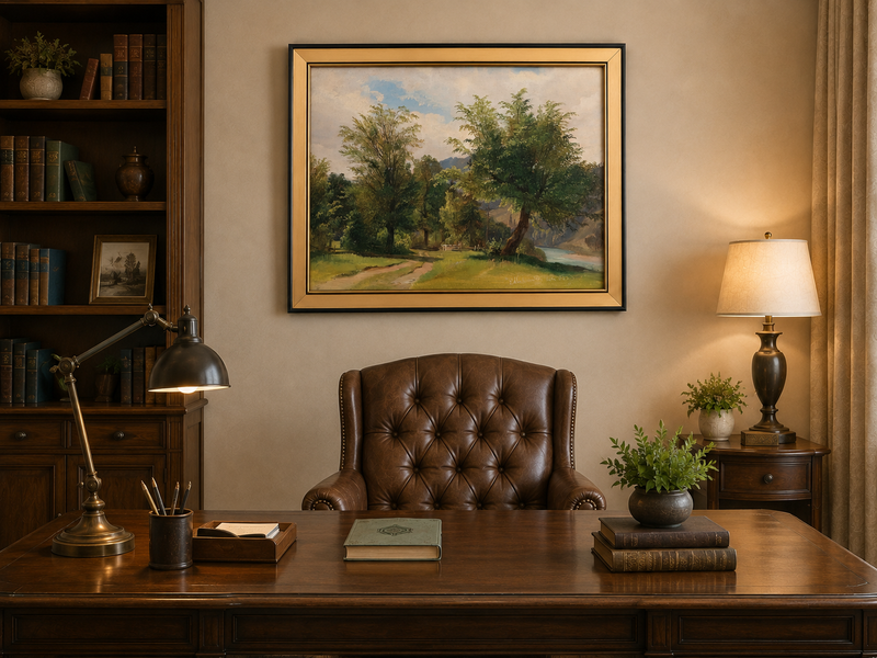 Peinture à l'huile de paysage - Peinture à l'huile de paysage - Sentier au bord de la rivière