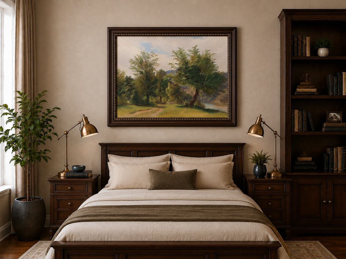 Peinture à l'huile de paysage - Peinture à l'huile de paysage - Sentier au bord de la rivière