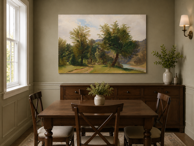 Peinture à l'huile de paysage - Peinture à l'huile de paysage - Sentier au bord de la rivière