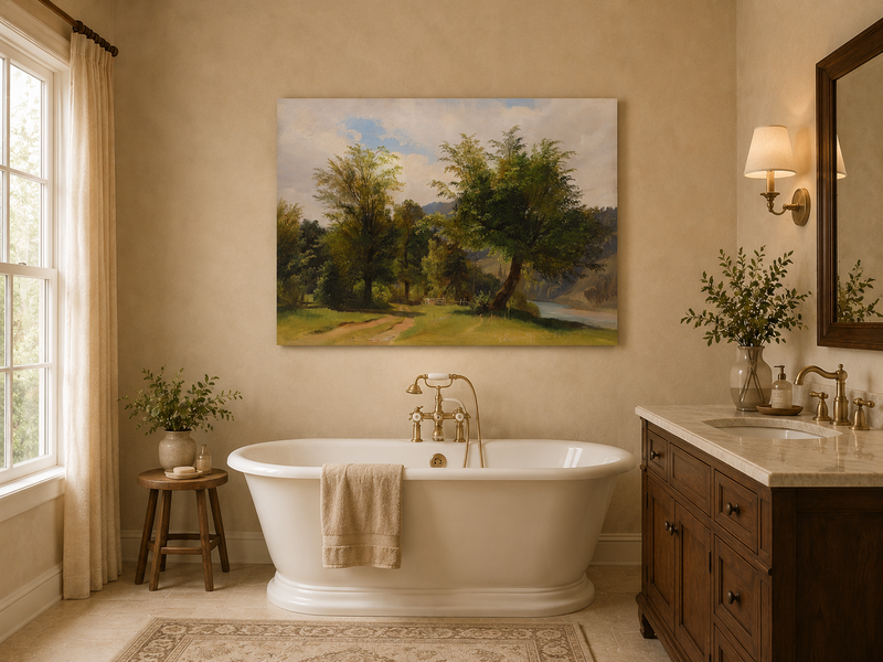 Peinture à l'huile de paysage - Peinture à l'huile de paysage - Sentier au bord de la rivière