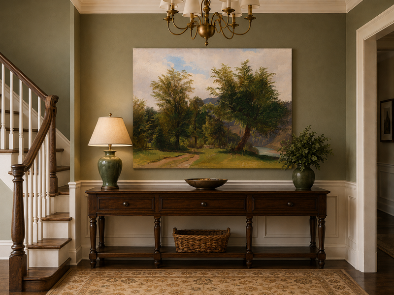 Peinture à l'huile de paysage - Peinture à l'huile de paysage - Sentier au bord de la rivière