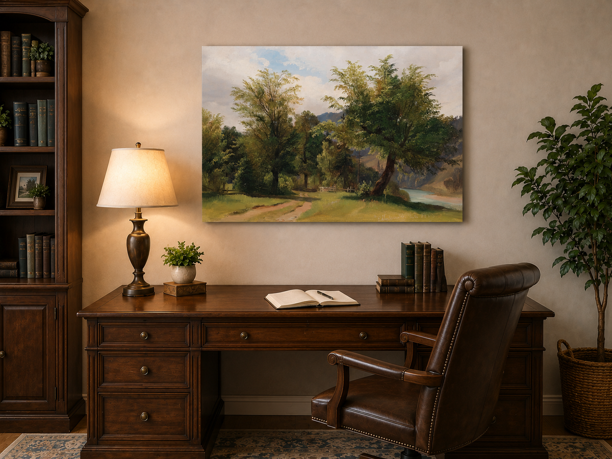 Peinture à l'huile de paysage - Peinture à l'huile de paysage - Sentier au bord de la rivière