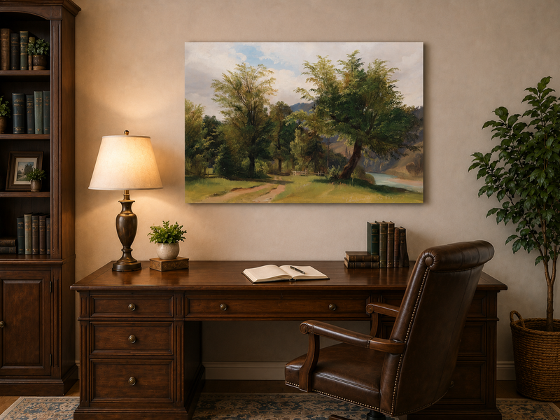 Peinture à l'huile de paysage - Peinture à l'huile de paysage - Sentier au bord de la rivière