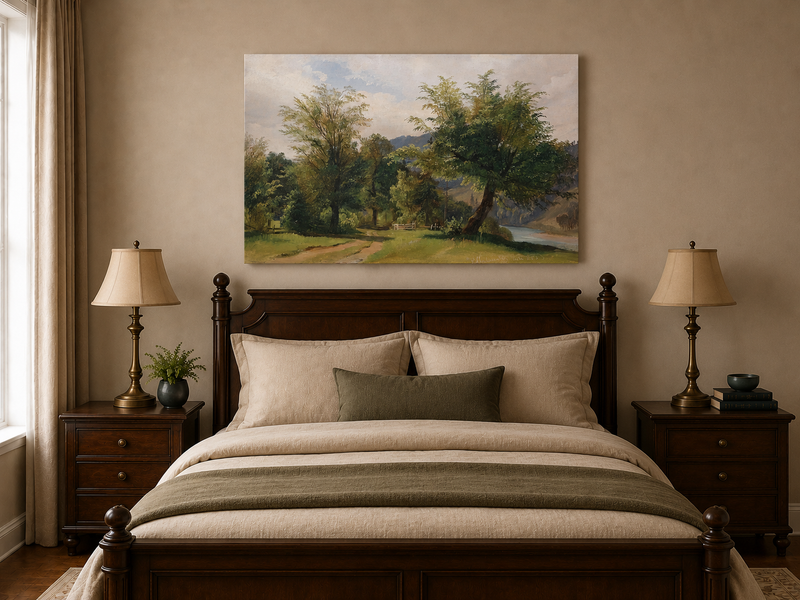Peinture à l'huile de paysage - Peinture à l'huile de paysage - Sentier au bord de la rivière