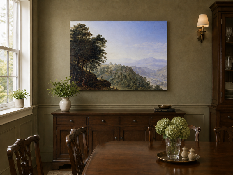 Landscape Oil Painting - Hand-Painted Rhine Valley Castle View