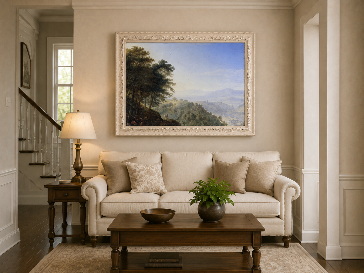 Landscape Oil Painting - Hand-Painted Rhine Valley Castle View