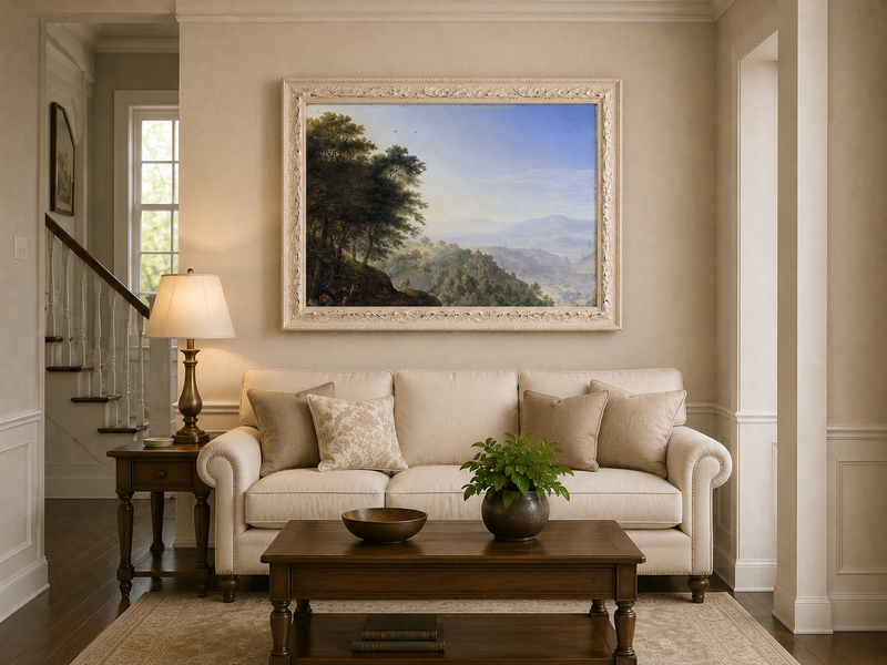 Landscape Oil Painting - Hand-Painted Rhine Valley Castle View