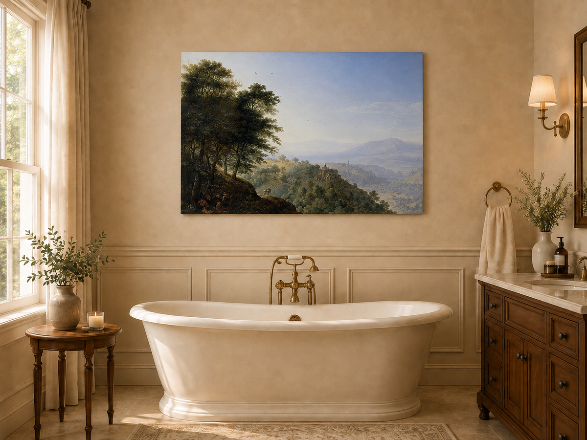 Landscape Oil Painting - Hand-Painted Rhine Valley Castle View