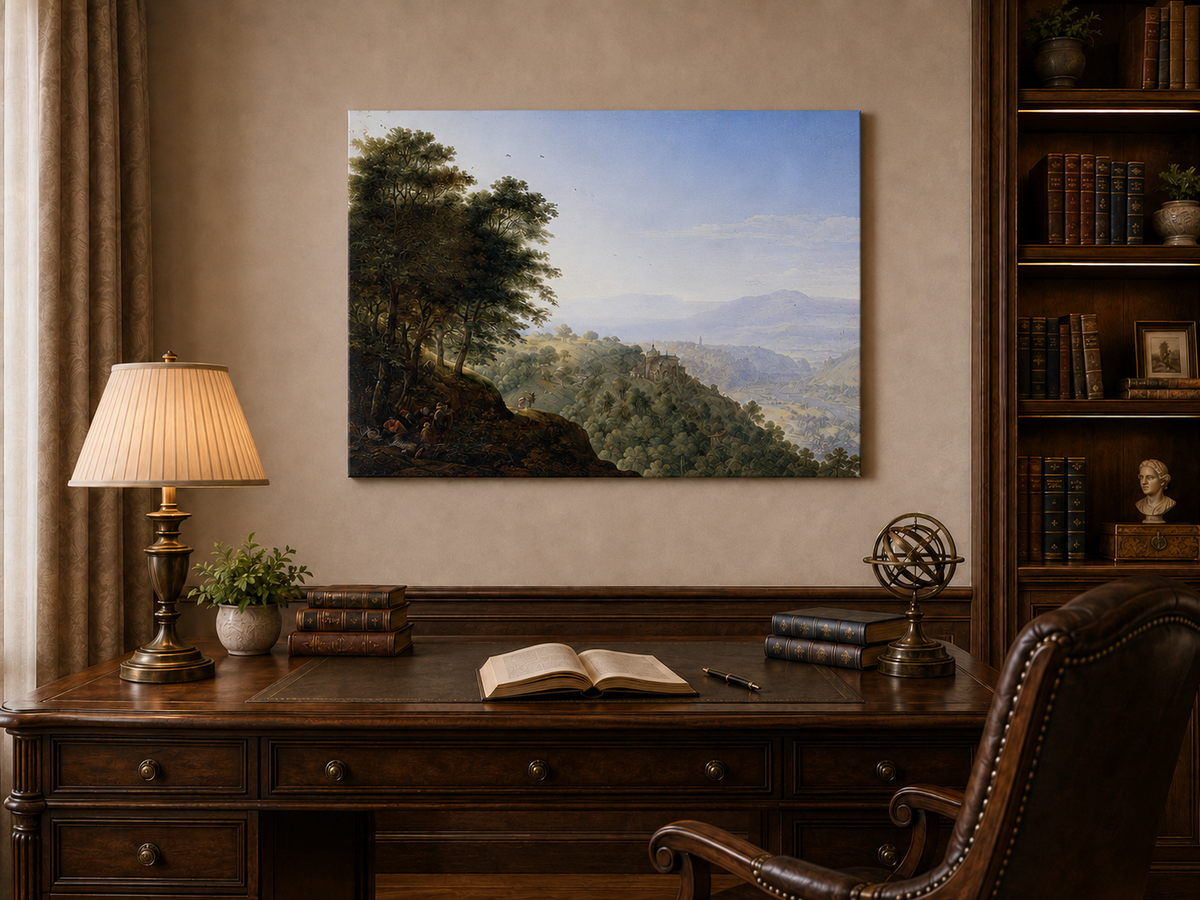 Landscape Oil Painting - Hand-Painted Rhine Valley Castle View