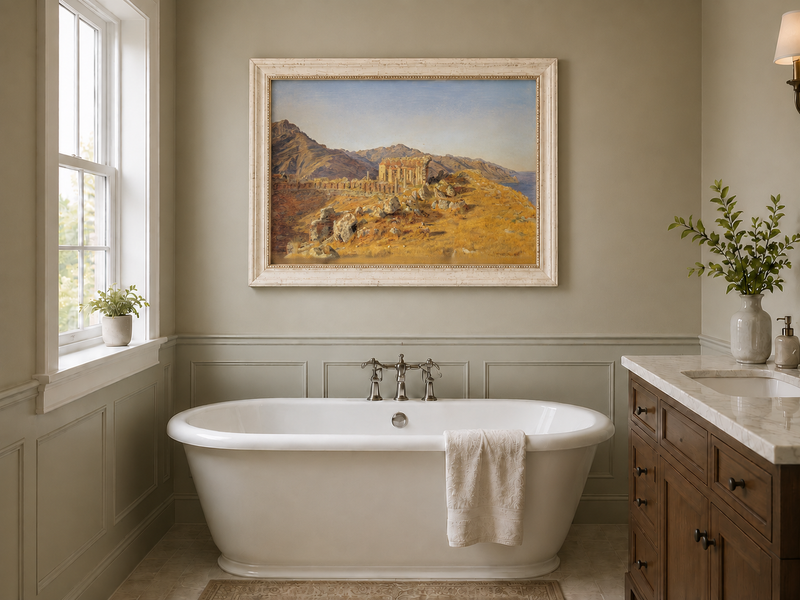 Landscape Oil Painting - Ancient Ruins in Mountain Landscape