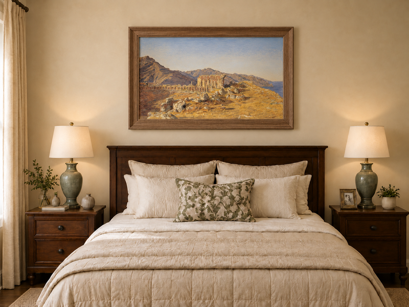 Landscape Oil Painting - Ancient Ruins in Mountain Landscape