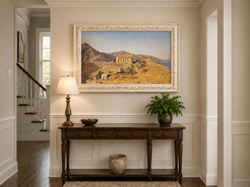 Landscape Oil Painting - Ancient Ruins in Mountain Landscape
