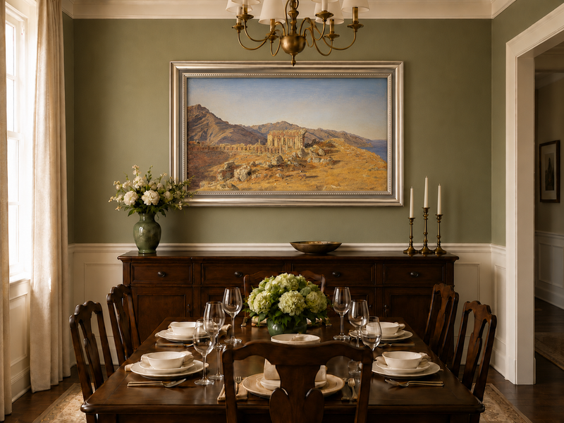 Landscape Oil Painting - Ancient Ruins in Mountain Landscape