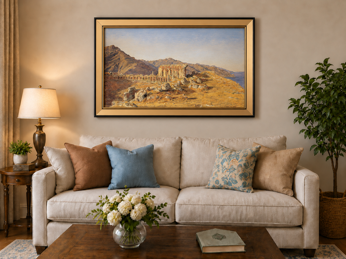 Landscape Oil Painting - Ancient Ruins in Mountain Landscape