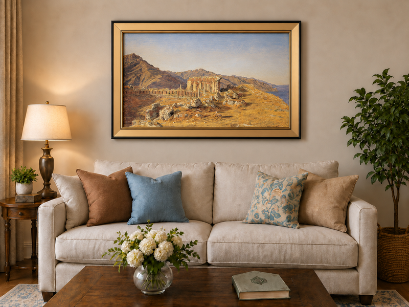 Landscape Oil Painting - Ancient Ruins in Mountain Landscape