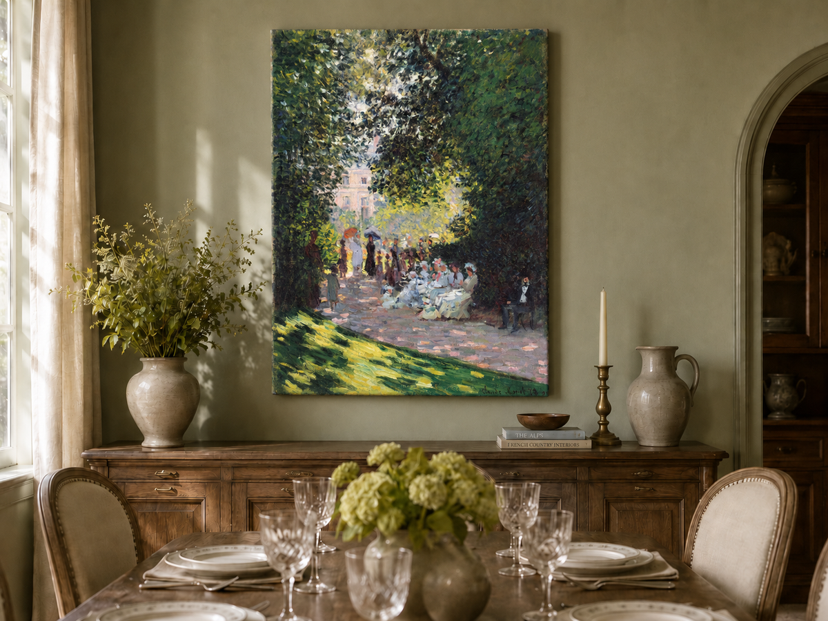 Peinture à l'huile de paysage - Rivière printanière avec pêcheur et arbres