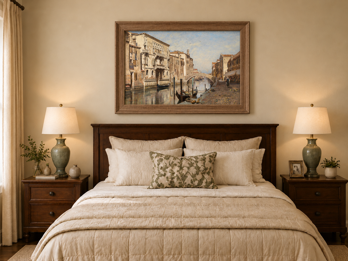 Landscape Oil Painting - Venice Cityscape & Ornate Buildings