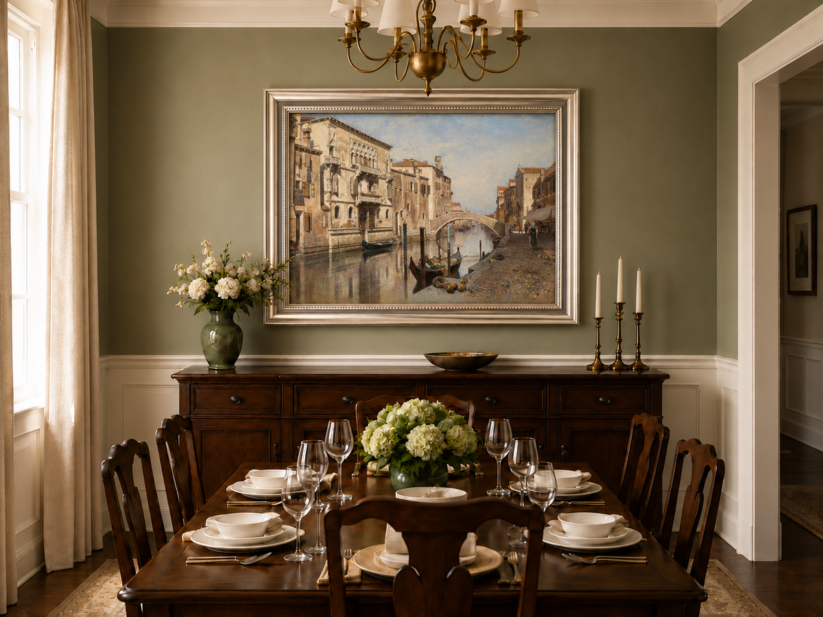 Landscape Oil Painting - Venice Cityscape & Ornate Buildings