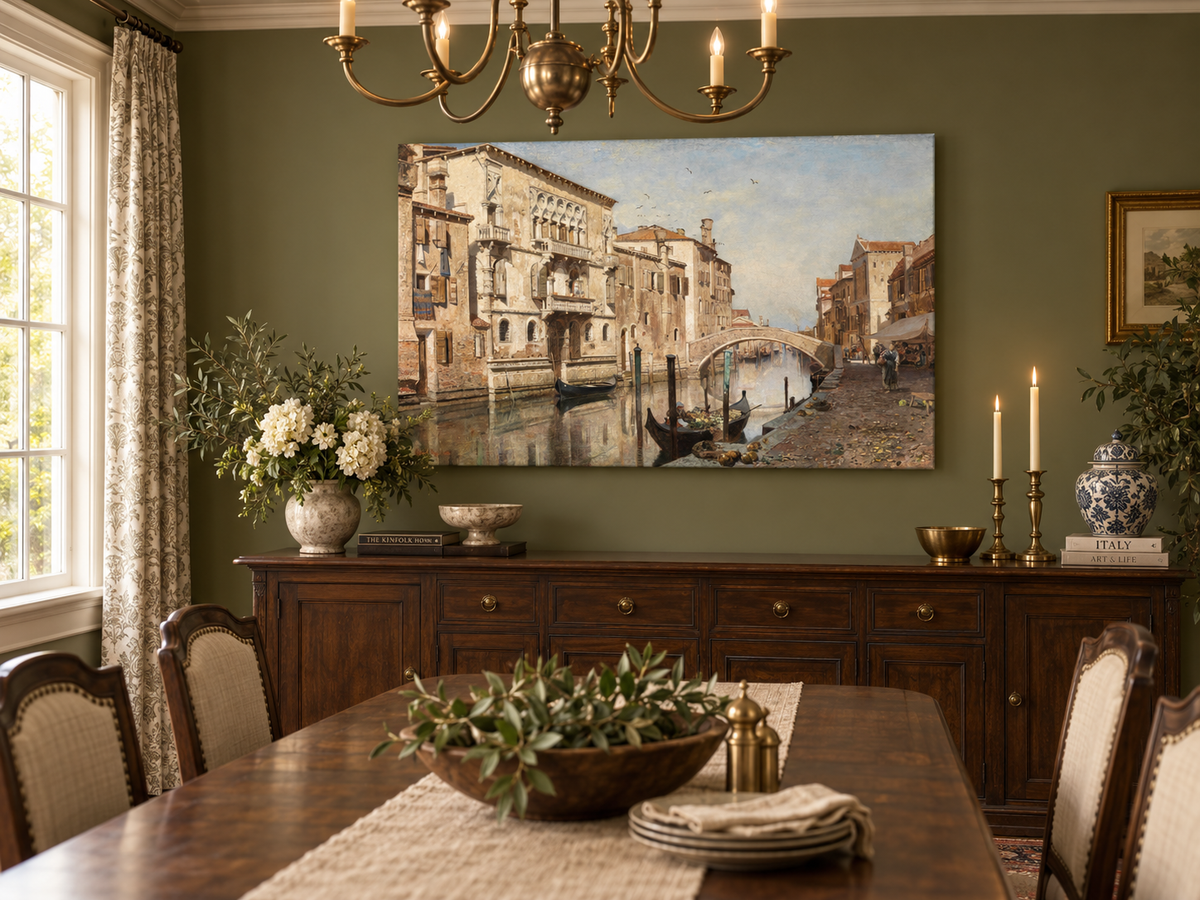 Landscape Oil Painting - Venice Cityscape & Ornate Buildings