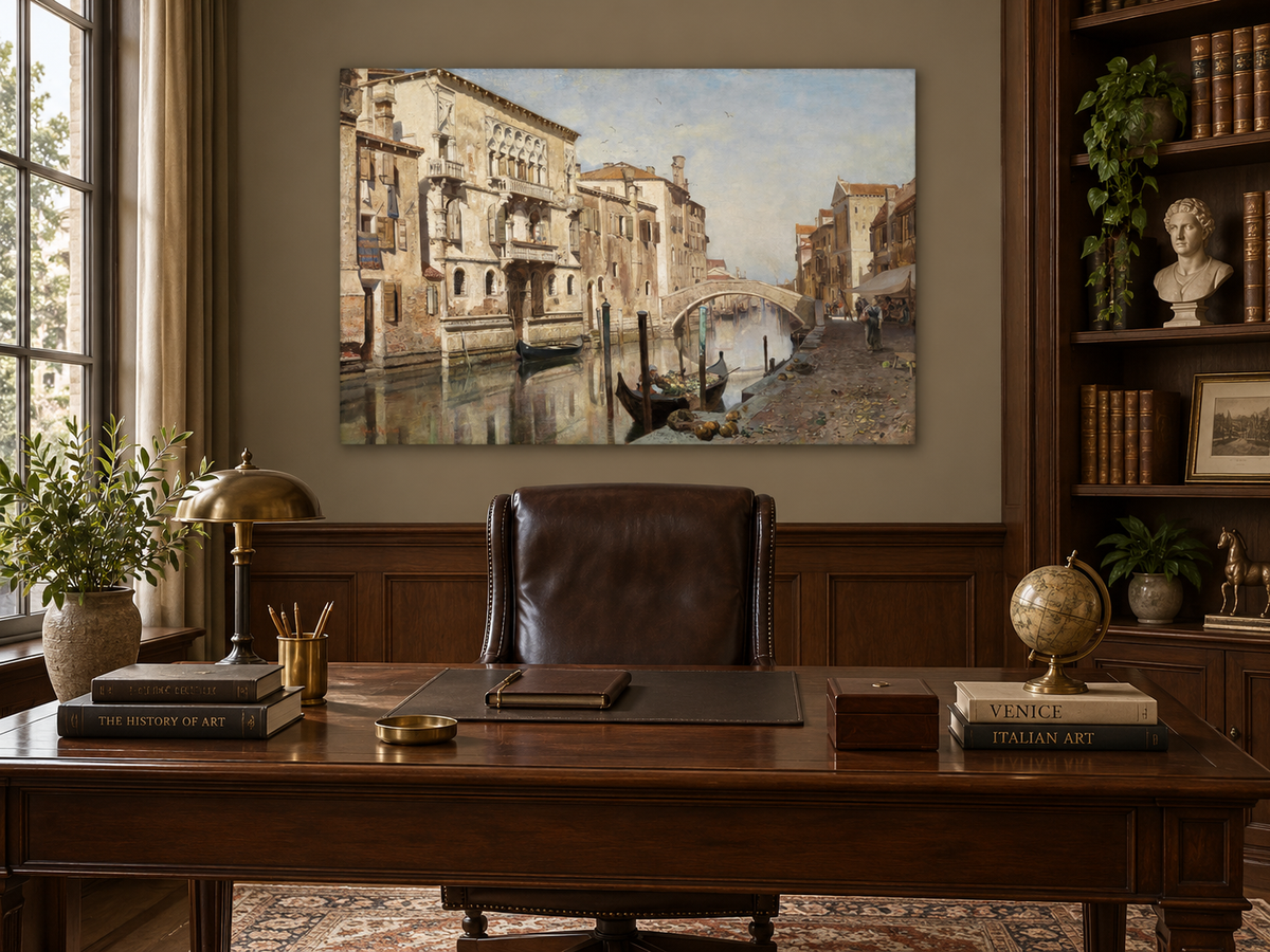 Landscape Oil Painting - Venice Cityscape & Ornate Buildings