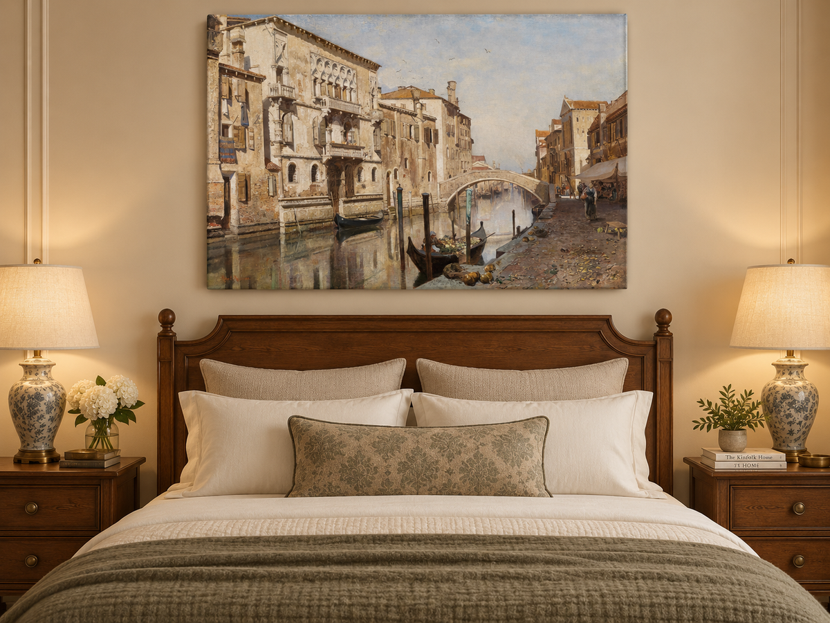 Landscape Oil Painting - Venice Cityscape & Ornate Buildings