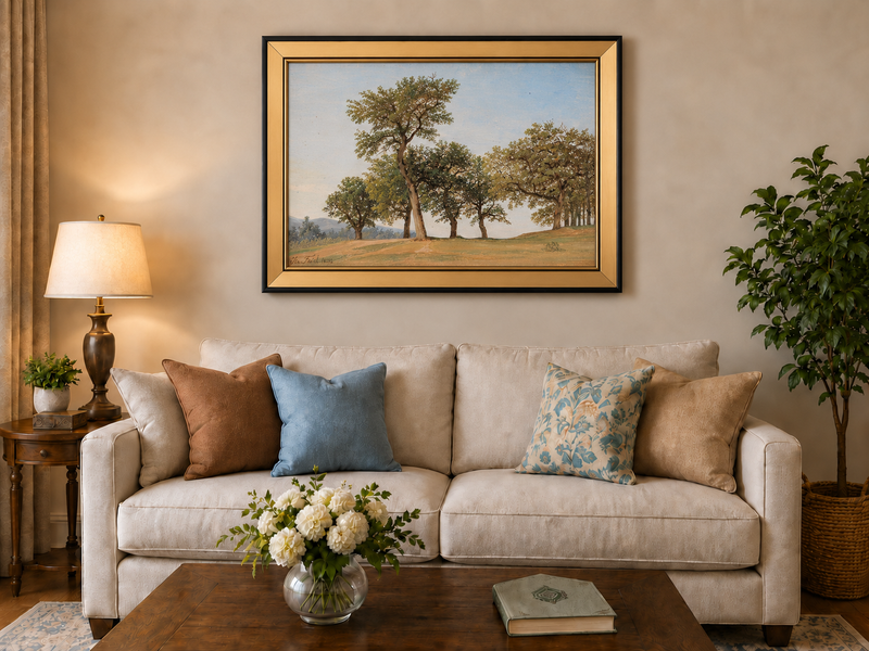Landscape Oil Painting - Oak Trees on a Gentle Hillside