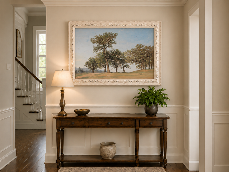 Landscape Oil Painting - Oak Trees on a Gentle Hillside