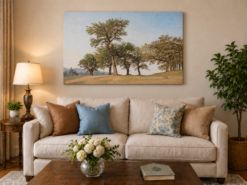 Landscape Oil Painting - Oak Trees on a Gentle Hillside