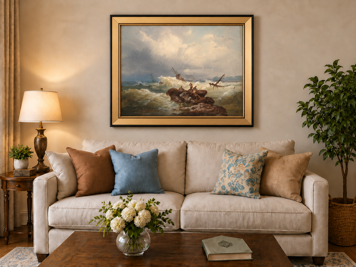 Peinture à l'huile de paysage - Marine dramatique, Vagues de tempête