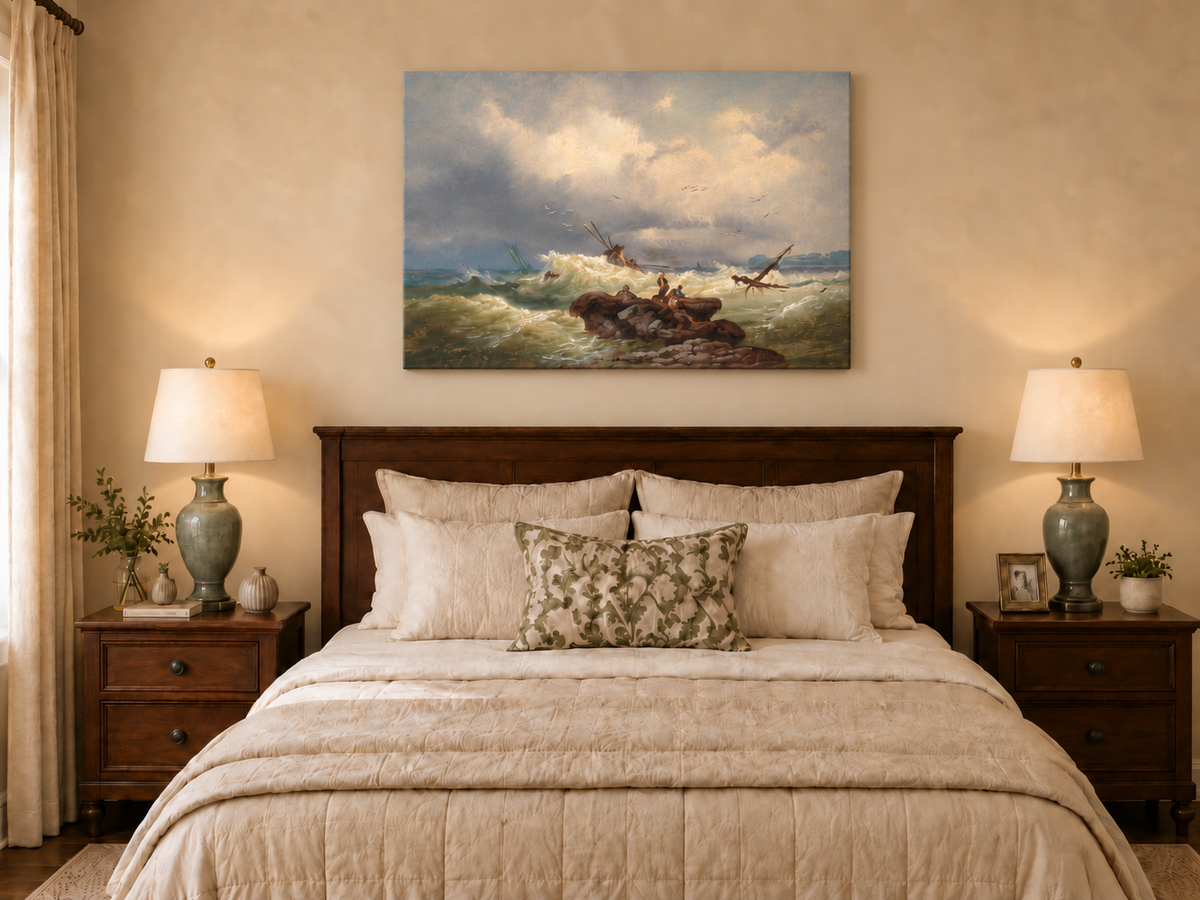 Peinture à l'huile de paysage - Marine dramatique, Vagues de tempête