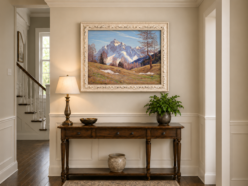 Landscape Oil Painting - Snow-Capped Alpine Mountain