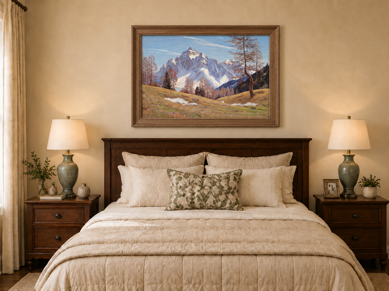 Landscape Oil Painting - Snow-Capped Alpine Mountain
