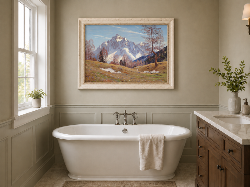 Landscape Oil Painting - Snow-Capped Alpine Mountain