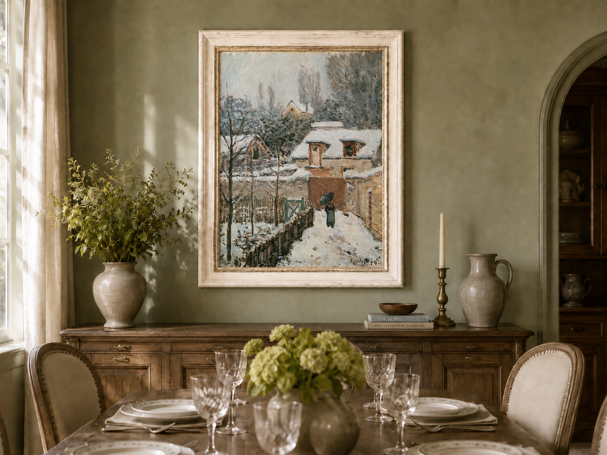 Peinture à l'huile de paysage - Rivière printanière avec pêcheur et arbres