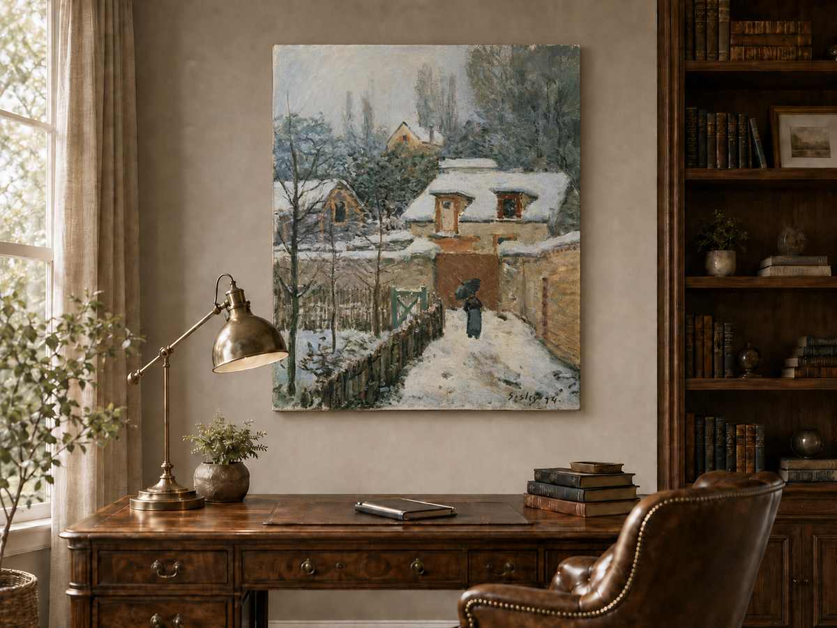 Peinture à l'huile de paysage - Rivière printanière avec pêcheur et arbres