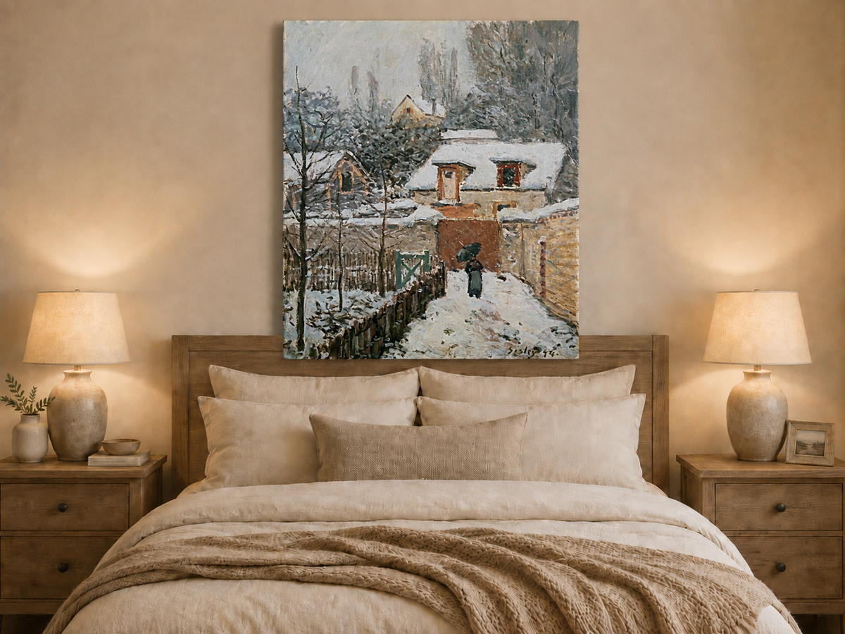 Peinture à l'huile de paysage - Rivière printanière avec pêcheur et arbres