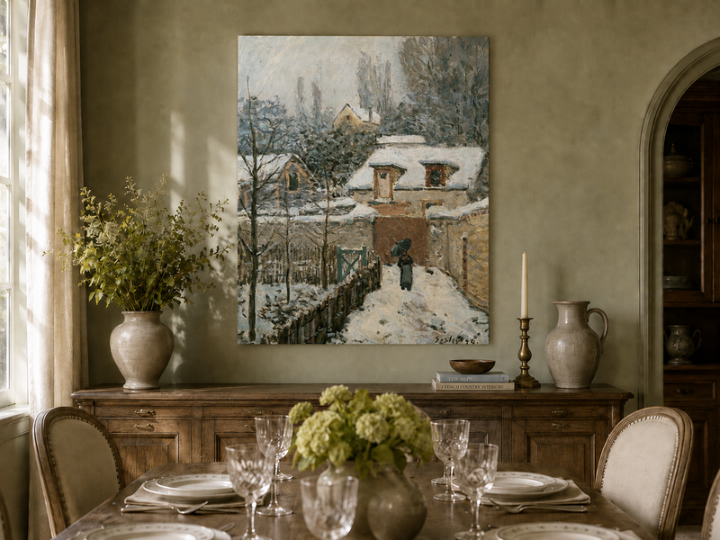 Peinture à l'huile de paysage - Rivière printanière avec pêcheur et arbres
