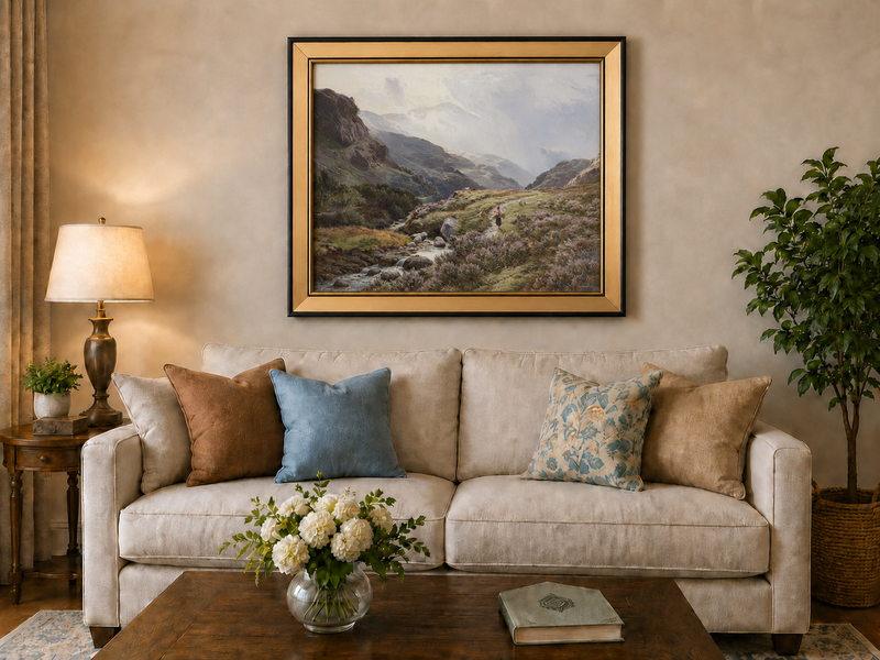 Landscape Oil Painting - Figures on a Mountain Path