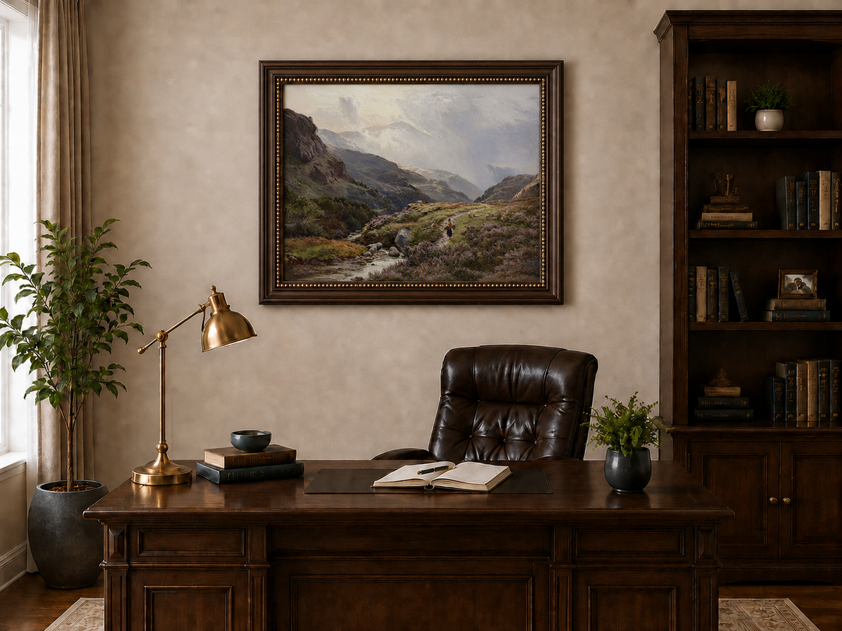 Landscape Oil Painting - Figures on a Mountain Path