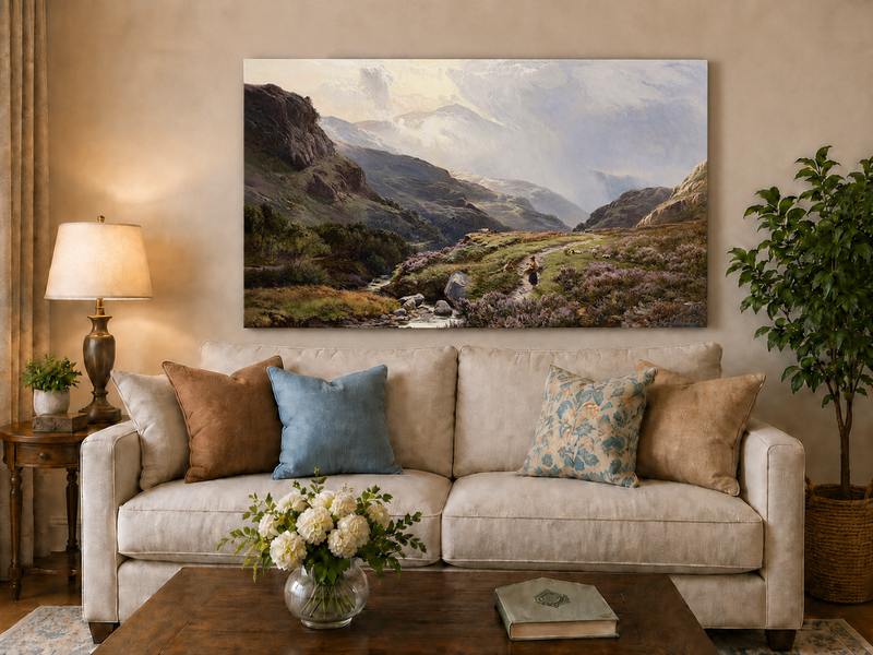 Landscape Oil Painting - Figures on a Mountain Path