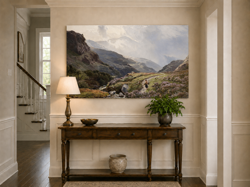 Landscape Oil Painting - Figures on a Mountain Path
