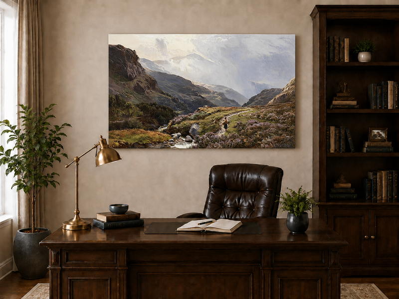 Landscape Oil Painting - Figures on a Mountain Path