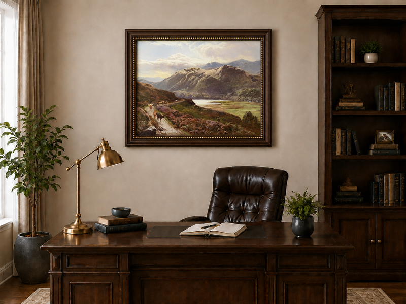 Landscape Oil Painting - Cattle Along a Highland Path